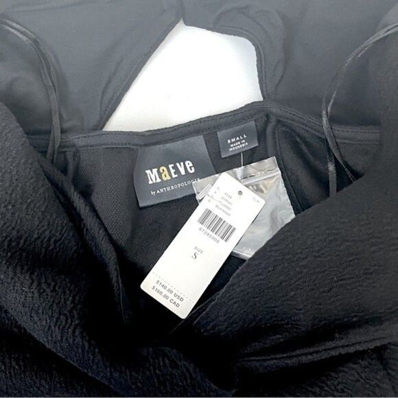 NWT Anthropologie Maeve Cut-Out Black Textured Mini Dress Small - Picture 7 of 7